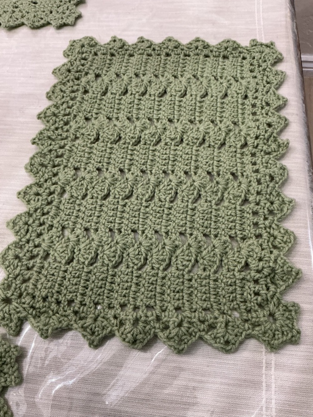 Crocheted 6 pc Sage Green Table placement- Handmade Decorative Accent